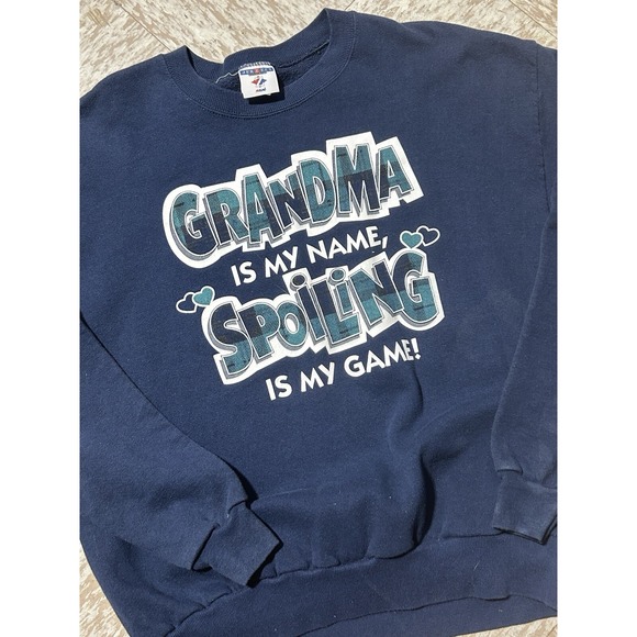 Jerzees Tops - Vintage‎ Grandma Spoiling Humor Sweatshirt Womens Large Navy Funny